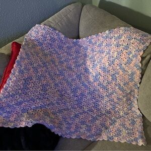 Handmade Pastel Multicolor Crocheted Lap or Baby Blanket